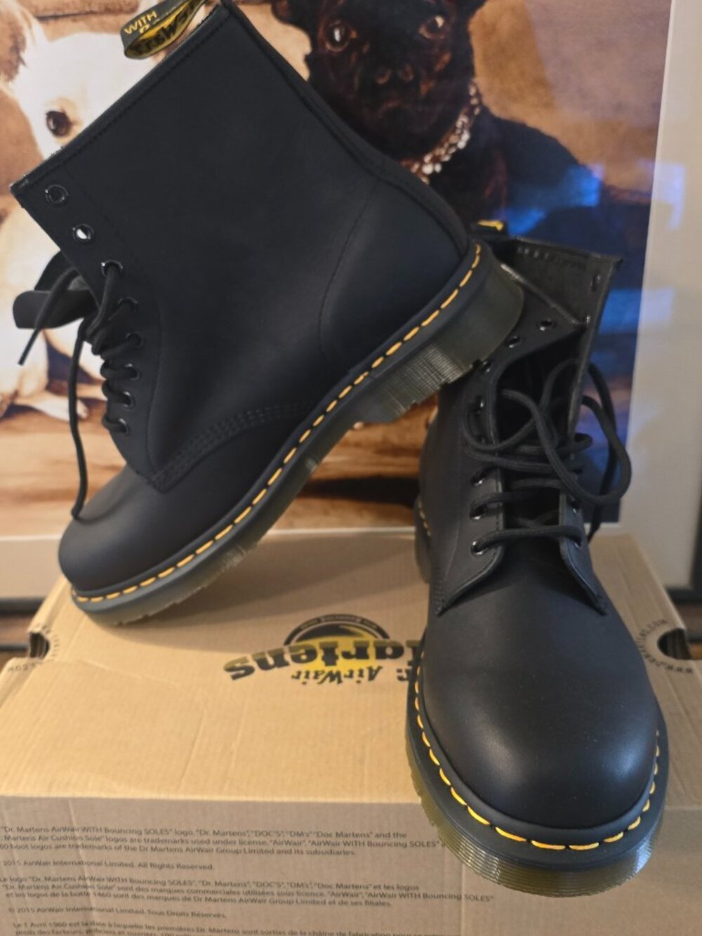Dr Martens 8 eyelet 1460 Black Greasy Leather Lace-Up Boots 11822003 Men's Sz 12